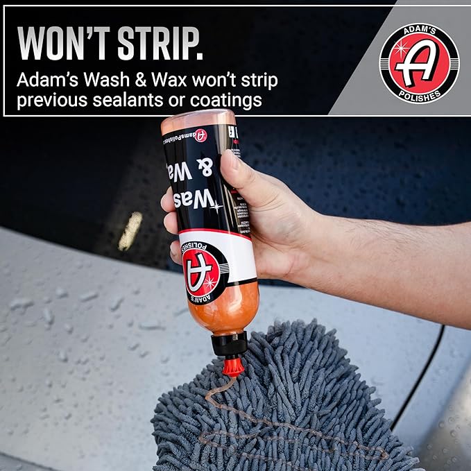 Adam's Polishes Wash & Wax (Gallon) - Car Wash Soap Infused With Pure Carnauba Car Wax | Car Cleaning Formula W/Paint Protection | Use In 5 Gallon Bucket Foam Cannon & Foam Gun