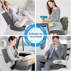 CloudBliss Lumbar Support Pillow & Seat Cushion Set for Office Chair, Desk Chair, Wheelchair & Car–Memory Foam Back Support, Ergonomic Chair Cushions,Sciatica Pain Relief,Home Essentials(Grey,XL)