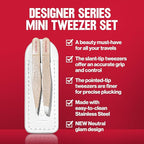 Revlon Designer Series Mini Tweezer Set, Hair Removal Tool Kit with Slant & Point Tips, Portable and Easy to Use, Made with Long Lasting Stainless Steel, 1 Count (Pack of 2)