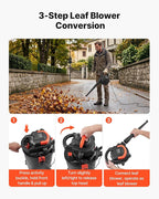 VEVOR 3-in-1 Shop Vac, 8 Gallon Wet Dry Shop Vacuum, 4.5 Peak HP Portable Vacuum Cleaner with Blower, Dual-Filter, 950W Input Power, 1.25in x 7ft Hose, 9.8ft Cord for Jobsite, Workshop, Garage, Home