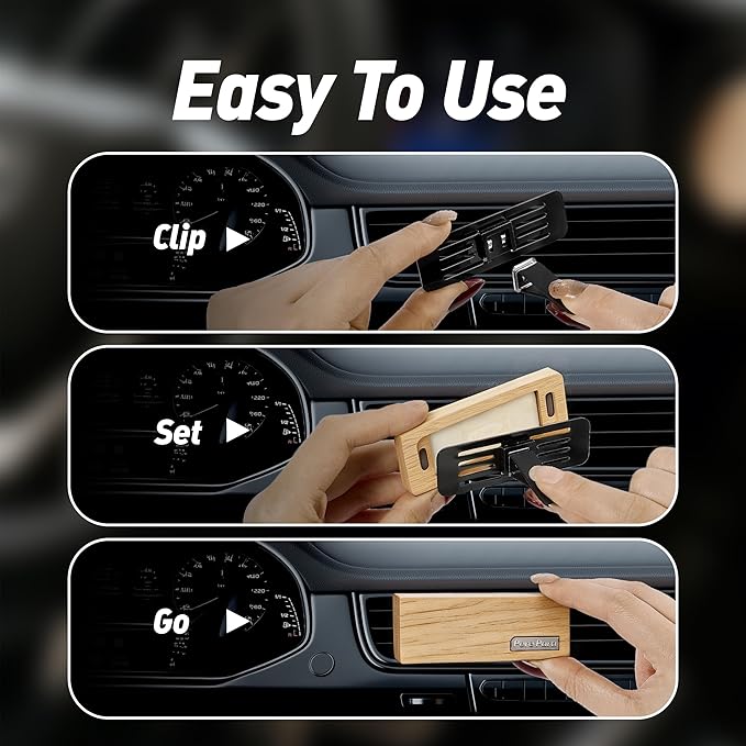 4 Packs Pine&Sage Scented Natural Wood Vent Clips,【No More Stuffy Air】 Odor Eliminator Car Scents Air Freshener Refills, Long Lasting Fragrance Diffuser, SUV Essentials Gift for Men