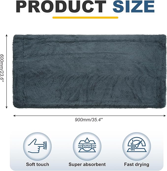 uxcell 1200gsm Microfiber Towels for Cars, 23.6 x 35.4 Inch Car Drying Towel Drying Towels Car Detailing Extra Large Super Absorbent Towel for SUV Truck Home, Dark Gray
