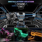 Car LED Interior Strip Light- Wireless Bluetooth APP Control, Multicolor RGB 5 in 1 with 236 inches Fiber Optic Ambient Lighting Kits, 16 Million Colors Sound Active Neon Led Lights Strip for Car