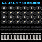 24 Pods White Led Rock Lights，Automotive General Under Body Neon Glow Led Pure Light Kit Ip68 Waterproof 3.8ft Extension Wires for Car Truck Boat Rv ATV Utv SUV RZR Motorcycle Trail Rig Lamp（White）