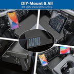 All Metal Front Center Seat Headrest Organizer Compatible with 2011-2025 2026 Ford F150 F250 F350 F450 F550 F650, Center Console Container Storage Box Armrest Tray Accessories (Jump Seat Only)