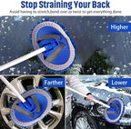 anngrowy 62" Microfiber Car Wash Brush with Long Handle Car Washing Mop Kit Mitt Sponge Car Cleaning Supplies Kit Duster RV Washing Car Brush Accessories, 1 Chenille Scratch-Free Replacement Head