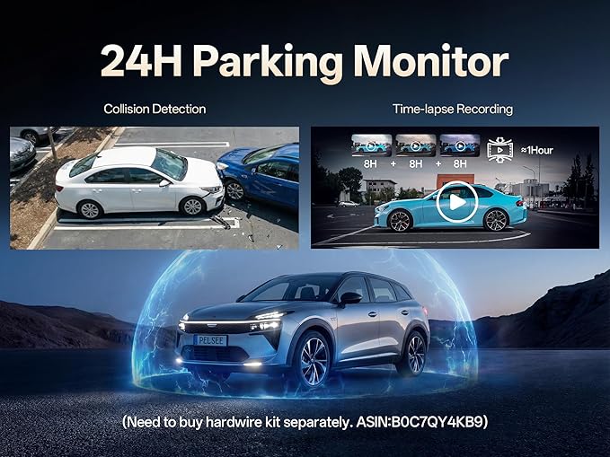 Pelsee S12 Native 4K + 2.5K Rear View Mirror Camera, Mirror Dash Cam w/ 8MP Sensor, Telephoto Lens, Color Night Vision, WiFi 6 30MB/s Download, GPS, 64GB Card Included, Backup Camera for Car Truck SUV