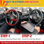 2-in-1 Steering Wheel Desk - Steering Wheel Tray Table with Seat Gap Filler Organizer | Car Food Tray for Driver | Car Desk for Laptop & Eating - Work Road Trip Essentials Accessories