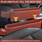 2 Pack Update Car Seat Gap Filler Organizer Leather Console Storage Box Front Side Pocket Seats Organizers Filler Interior Car Accessories for Phone Wallet Coin Key Sunglasses (Brown)