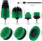 8 Pcs Drill Brush Attachment Set, Power Cleaning Scrub Brush Kit with Extend Long Attachment, All Purpose Drill Scrub Brushes for Car, Grout, Floor, Tub, Bathroom and Kitchen (Green)