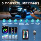 4 Pods RGBW LED Rock Lights, RGB with Pure White Rock Light for ATV UTV Golf Cart RZR SXS Truck Offroad SUV Car Underbody, 12V Waterproof Multicolor Underglow Kit with APP/RF Remote Control Sync Music