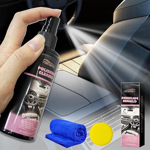 Polishing Cleaner Car Interior, Ultra-fine Spray Water Free Cleaning, Car Interior Polishing Spray for Interior Detailing Rubber Leather