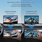 Largest 11.3" Portable Apple Carplay Screen, Wireless Car Play & Android Auto Touch Screen, Car Stereo with App View/4K Dash Cam/Backup Camera/Mirror Link/Voice Control/Music Play/GPS/Bluetooth/FM