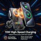 Motorized 90-Degree Rotating Wireless Car Charger Mount with Auto Clamping, 15W Fast Wireless Charging Air Vent Phone Holder for Most Smartphones (Gray)