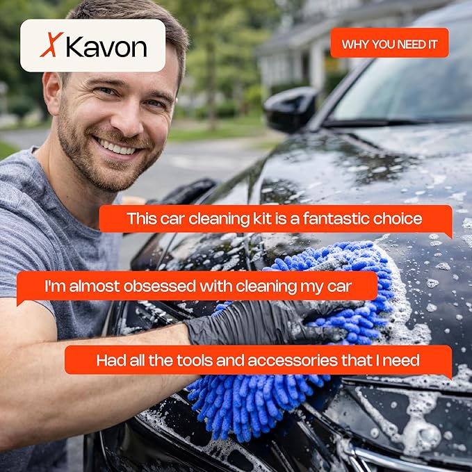 18-Piece Car Detailing Kit – Complete Auto Interior and Exterior Cleaning Set with Detail Brushes, Wire Brushes, Waxing Mop, and Microfiber Accessories for Vehicles