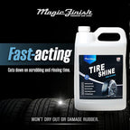 Magic Finish Tire Shine (1 Gallon) – Silicone-Based Tire Dressing for Long-Lasting Wet Look – High-Gloss Car Cleaning Supplies for Pro Detailing Results
