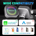 2026 Upgraded Wireless CarPlay Adapter for iPhone, Compact Mini Metal Shell Design Small Size, (New Update) Plug and Play, Fast and Stable Connection CarPlay Adapter for Apple iOS ＆Android (Silvery)