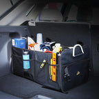 Armor All Car Trunk Organizer, Collapsible Multi-Compartment Car Organizers with Strong Aluminum Handles Foldable and Waterproof, Suitable for Any Car, SUV, Mini-Van, Black