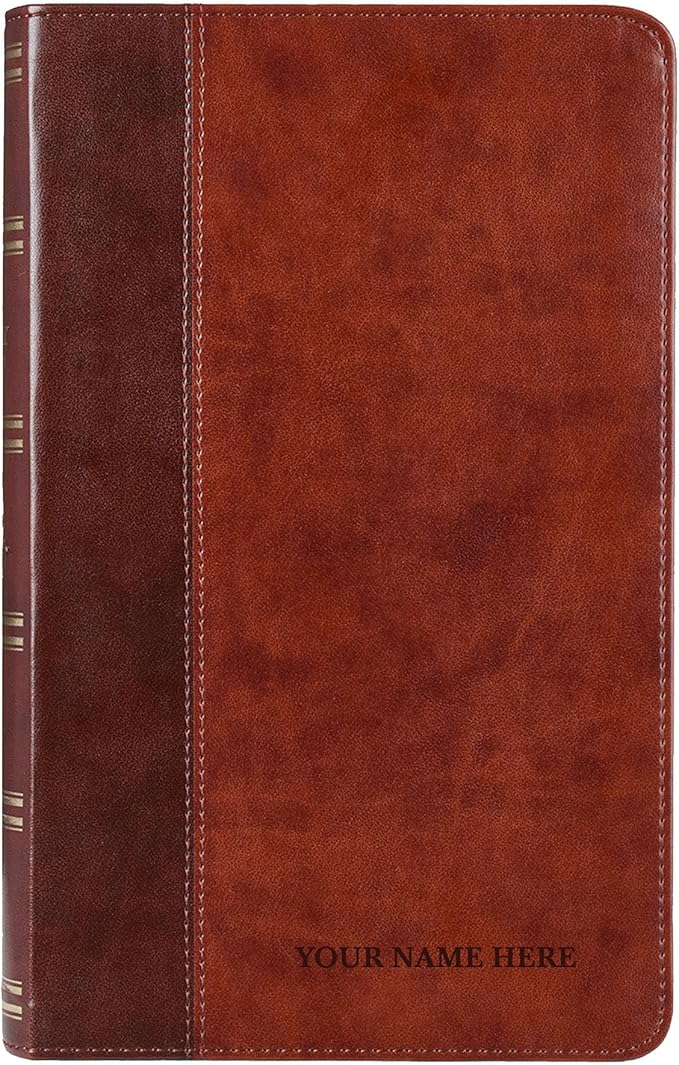 Personalized KJV Holy Bible Faux Leather King James Version Premium Holy Bible | Giant Print | Words of Christ in Red | Custom Engraved with Name | Gift for Christian & Religious Celebrations | Brown