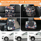 Vankor Car Trash Can for Car Cute, Trash Bag Bin Hanging Waterproof Automotive Garbage Cans Leak Proof Vehicle Trash Can Painting Floral