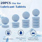 400g+100g Car Clay Wash Mud Set, 6P Magic Clay Bars Cleaner/ 20P Lubricant Tablets/Spray Bag/Gloves/Towel for Auto Detailing