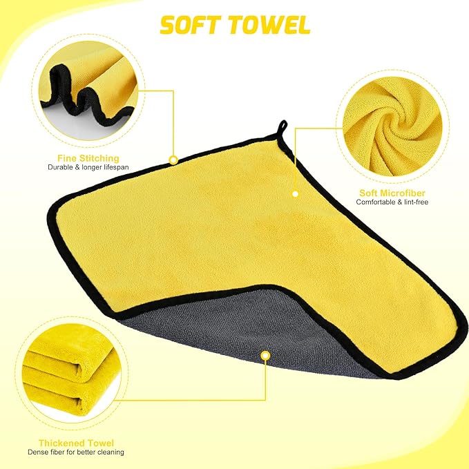 Nilight 27PCS Car Detailing Kit Auto Cleaning Tools Wash Set with Storage Carry Bag Home Use for Interior Exterior Deep Clean Polish Car Care Windshield Dashboard Seat Air Vents Wheels Tires, Yellow