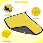 Nilight 15PCS Car Detailing Kit Auto Cleaning Tools Wash Set with Storage Carry Bag Beginners Easy to Use for Interior Exterior Car Care Clean Windshield Dashboard Seat Air Vents Wheels Tires, Yellow