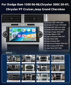 6+128G for Dodge Ram 1500 06-08,Chrysler 300C 05-07,Chrysler PT Cruiser,Dodge Magnum,Jeep Commander/Patriot,Jeep Grand Cherokee Android Car Stereo Wireless Carplay Android Auto,6.2“ for Ram Radio