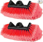 Tanlade 2 Pcs Car Wash Brush Head with Soft Detailing Bristle Flow Through Car Cleaning Brush Exterior Wash Equipment for Auto Truck RV Boat Camper (12 Inch,Red)