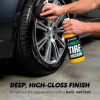 Briggs Slingless Tire Dressing – High Gloss Tire Shine Spray, Sling-Free Wet Look Finish for Tires, Rubber Moldings & Exterior Trim, Solvent-Based Formula – 128oz