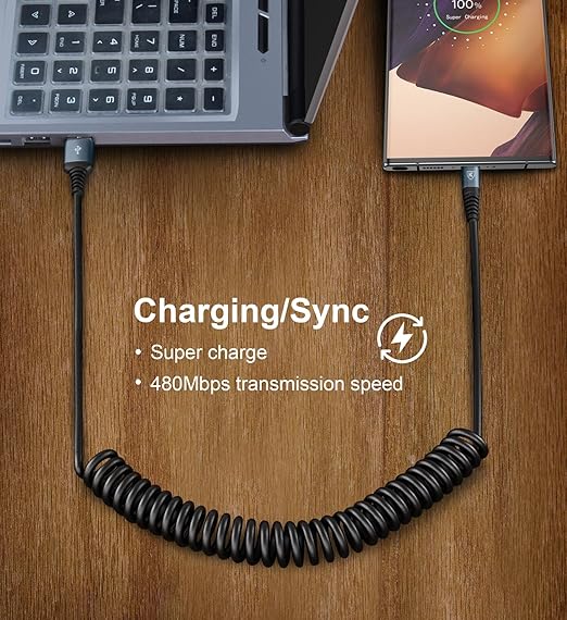 USB Type C Charger Cable Fast Charging [3FT+6FT], 2Pack Coiled USB A to USB C Charger Cable for Car Android Auto USB C Charger Cord, USBC Cable Compatible with iPhone 17/16/15/Samsung Galaxy S20