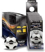 Soccer Car Air Freshener by HookUp - 25 Pack - Black Gold Scent (Extra Strong) | Unique Soccer Gift for Players, Coach, Fans | Hanging Car Accessory with Long Lasting Fresheners Smell