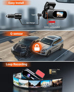 4K Dash Cam Front,Built-in 5G WiFi,64GB Card Included, Dash Camera for Cars, Mini 1.5" IPS Screen Dashcam with App Control,Super Night Vision, Loop Recording, G-Sensor, 24 Hours Parking Monitor