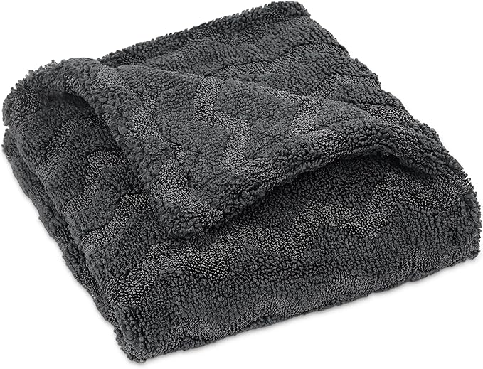 LIVOS Car Drying Towel, Premium Microfiber Towels for Cars, 1000GSM, Edgeless Twisted Loop Design, No Streaks, Scratches, or Water Spot, Absorbent Wash Towel, 18" x 24" (Wave Grey)