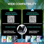 2026 [2-in-1] Latest Wireless CarPlay & Android Auto Adapter, Converts Wired to Wireless, Fast Auto-Reconnect, Dual-Band 5GHz WiFi + Bluetooth 5.3, USB-A & USB-C Compatible, Mini Design