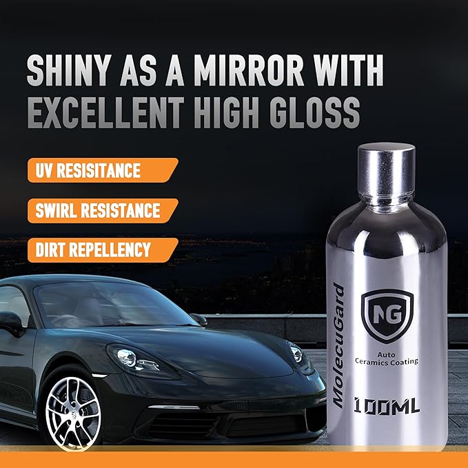 100ml Auto Light Ceramic Coating for Cars, High Shine Paint Protection, Easy to Apply, 1+ Year Durability, Car Coating Cleaner for 3 Small-Med Cars