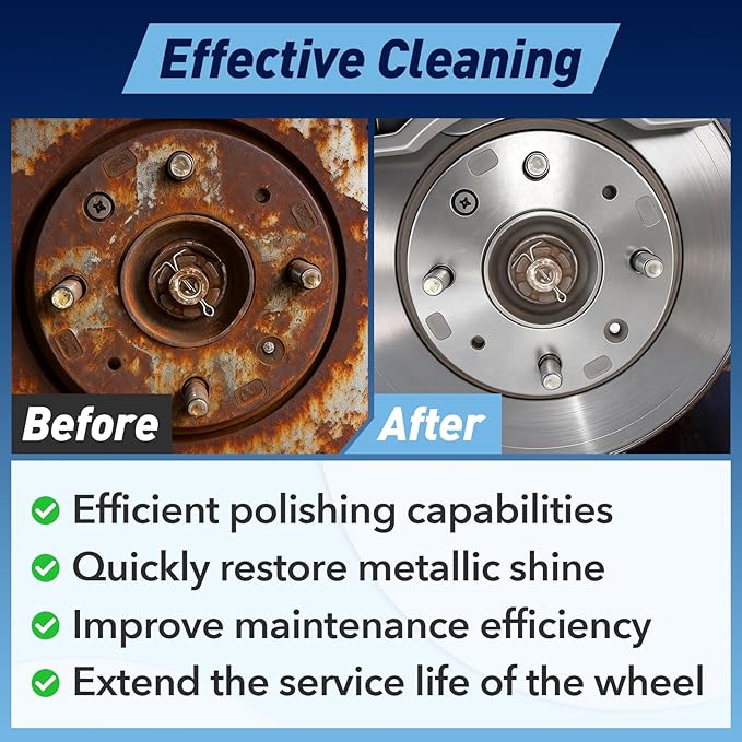 9 PCS Wheel Hub Cleaning Tool, Brake Hub Cleaning Kit Includes 5 Pads, Compatible with Electric Drills or 1/2" Impact Wrenches, Suitable for Car & Truck