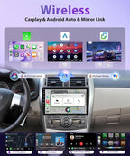 Rimoody 4G+64G Android 15 Car Stereo Radio for Toyota Corolla 2009-2013, Wireless Carplay Andorid auto Mirror Link 9'' INCELL Touchscreen GPS WiFi Bluetooth 5.0 FM/RDS EQ-32 SWC Backup Camera