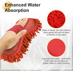 HARFINGTON Car Wash Sponge 8.7" x 4.3" Chenille Microfiber Mitt Scratch-Free Absorbent Scour Scrubber Cleaning Sponge for Washing Detailing on Cars, Trucks, SUV, Boats, RVs, Red