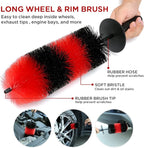 TAKAVU Complete Car Wheel Detailing Kit (8pcs) - Safe Scratch-Free 17" Barrel Brush, Tire Scrubber, 5 Detail Brushes & Towel for Rims, Interior, Exterior