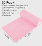KitchLife Microfiber Cleaning Cloth Roll - Tear-Away Reusable Microfiber Paper Towels, Lint-Free, Washable, 20 Sheets for Kitchen, Car, Dishes, and Sensitive Surfaces (Pink)