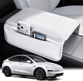 Wigoo Center Console Lid Cover for Tesla Model Y Juniper 2025-2026 & Model 3 Highland 2024-2026 (Standard, Premium & Performance), [Soft Support] Nappa Leather Armrest Protector Cover, White