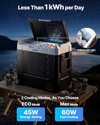 VEVOR Car Refrigerator, DC 12/24V AC100-240V Compressor Electric Cooler, -4°F to 68°F Truck Refrigerator with APP Control, Wheels & Dual Zone, 58 QT Cars Cooler for RVs, Boats, Camping, Fishing
