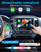 13.1 inch 12 Core+128GB Car Radio for Chevy Silverado 2014-2018: 2K QLED Touch Screen, Android 13 Stereo with Wireless CarPlay Android Auto 5G WiFi GPS Bluetooth FM/AM DSP 48EQ SWC Backup Camera
