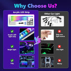 AMKI Dreamcolor Acrylic Interior LED Strip Light, Neon Light with Wireless APP Control, 10 in 1 Sub-Control Ambient Light Kit Accessories with DIY and Music Mode, 16 Million Colors