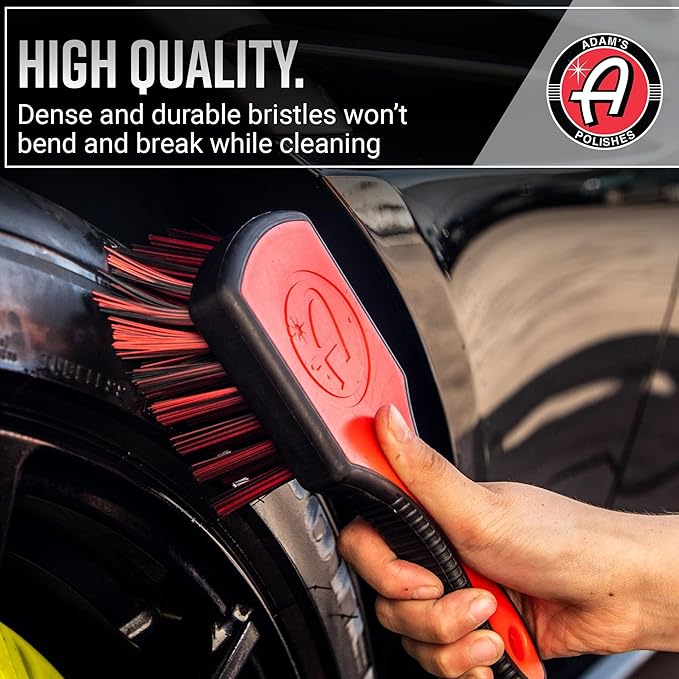 Adam's Polishes Tire Brush Premium Tire Brush for Car Detailing & Rubber Tire Car Cleaning| Use W/Tire Cleaner or All Purpose Cleaner & Before Tire Shine or Wheel Cleaner