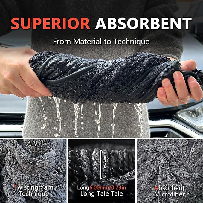 SEAMETAL Microfiber Towels for Cars Drying Towels Car Detailing 35"x 24" Extra Large Ultra Absorbent for Cars and Trucks, Without Streaks, Scratches, or Water Spots (2 Pack Gray)