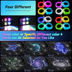 4 Colors 32W Twinkle & Meteor Starlight Headliner Kit for Car Home, 2-in-1 Light Engine 460pcs*0.03in*9.8ft+240 RGBW Fiber Optic Cable Shooting Car Star Sky Roof Lights, Ceiling Star Lights for Car