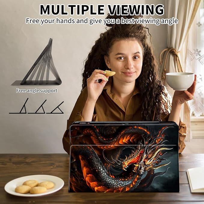 for Kindle Paperwhite Case,6" Kindle Paperwhite 4 10th Generation Case 2018 & Kindle Paperwhite Signature Edition,Leather Slim Adjustable Stand Cover Auto Wake/Sleep,Red Fire Dragon