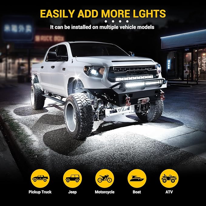 Hovano 6 Pods White Rock Light Kit with Wired Switch - 6500K Pure White LED Underglow, IP68 Waterproof, Super Bright 36 LEDs for Trailer Off Road SUV UTV ATV RZR Car